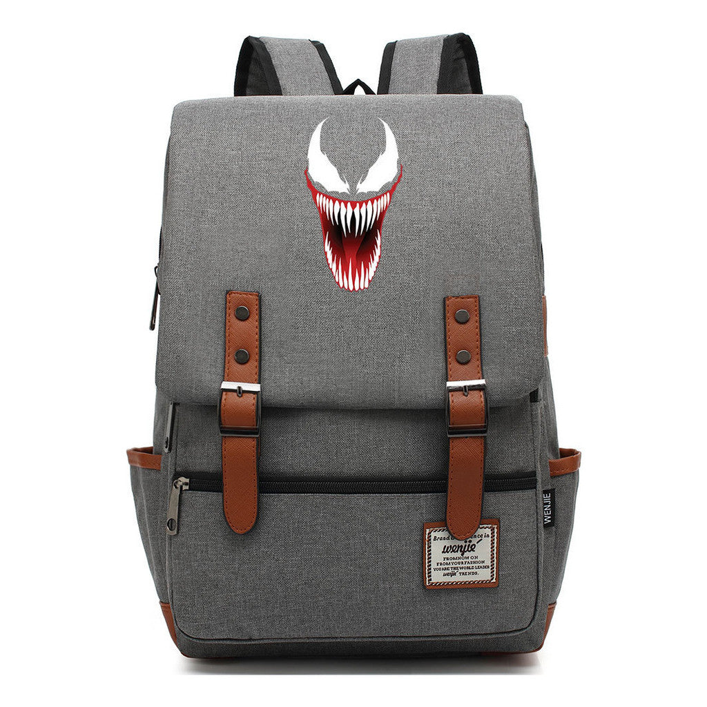 Printed Teenage Student Backpack For Men And Women With Casual Belt Buckle Classic Backpack