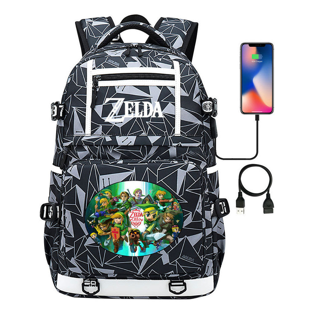 Legend Of Zelda Printed Usb Youth Student Backpack Men's And Women's Backpack Leisure Travel Bag