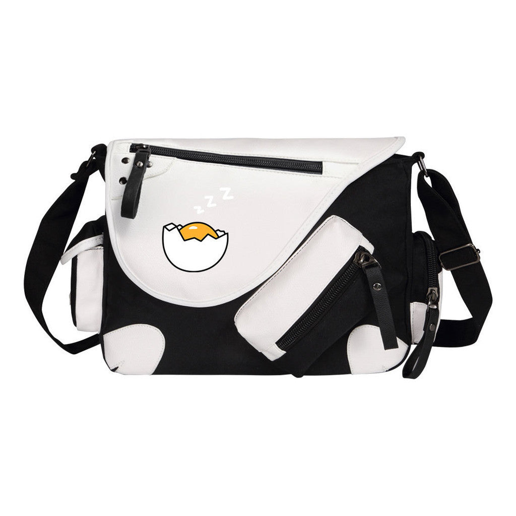 Lazy Egg Teenage Student School Bag Canvas Shoulder Bag Men's And Women's Leisure Straddle Backpack