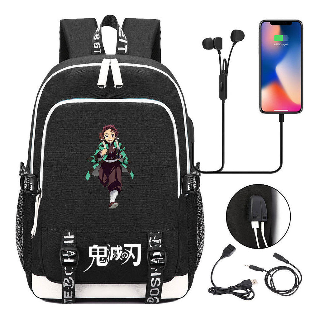 Comic Cartoon Fashion Youth Student Backpack Usb Men's And Women's Casual Backpack