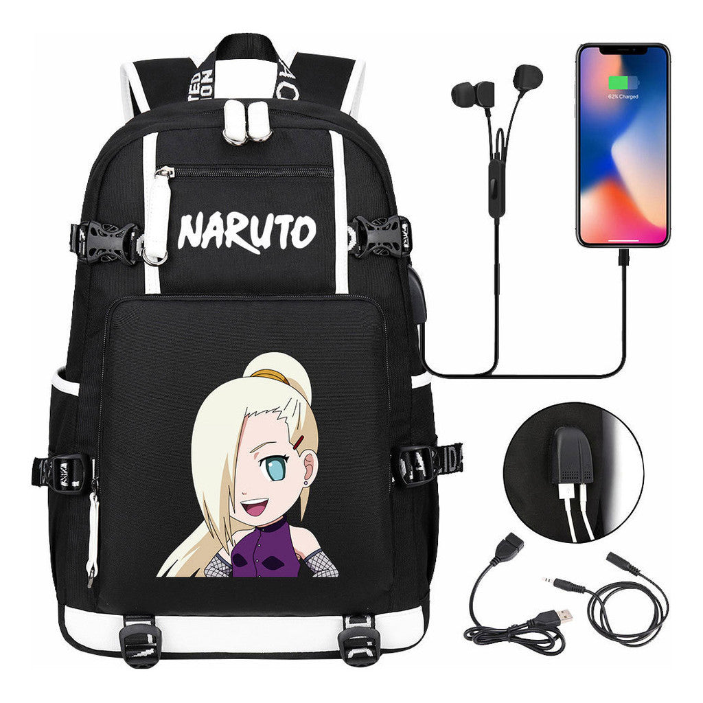 Naruto Usb Large Capacity Youth Student Backpack For Men And Women's Leisure Travel Backpack