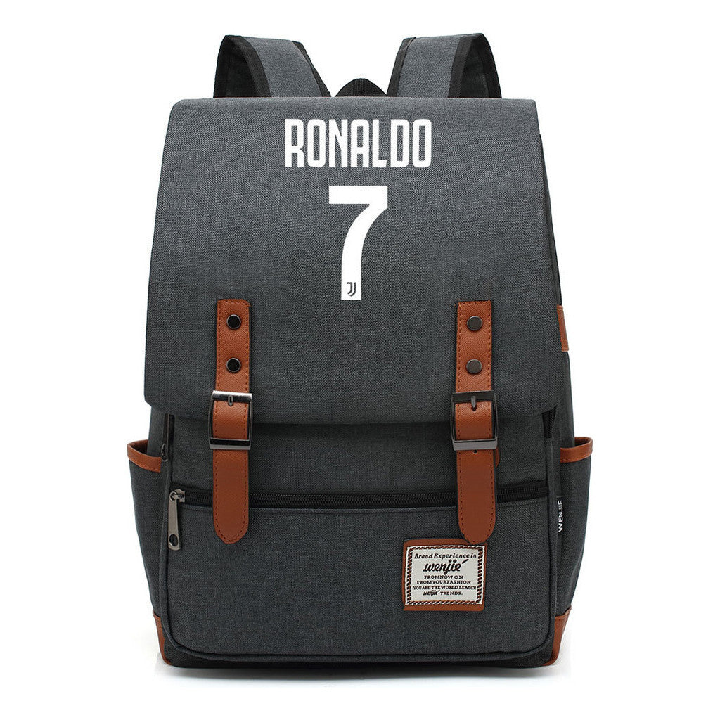 Football Star Cristiano Ronaldo Printed Student Backpack For Men And Women's Casual Classic Backpack