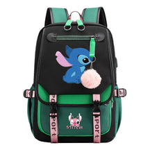 Interstellar Baby Stitch Usb Student Backpack For Boys And Girls, Casual Woven Strap Flip Back Backpack