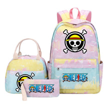Cartoon Pirate King Student Girls School Bag Lunch Bag Three Piece Set Backpack Set