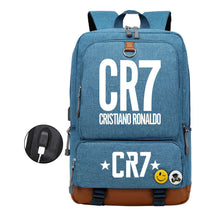 Football Star Cristiano Ronaldo Printed Usb Student Backpack For Boys And Girls Leisure Travel Backpack