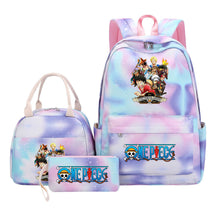 Cartoon Pirate King Youth Student Girls School Bag Lunch Bag Three Piece Set Backpack Set