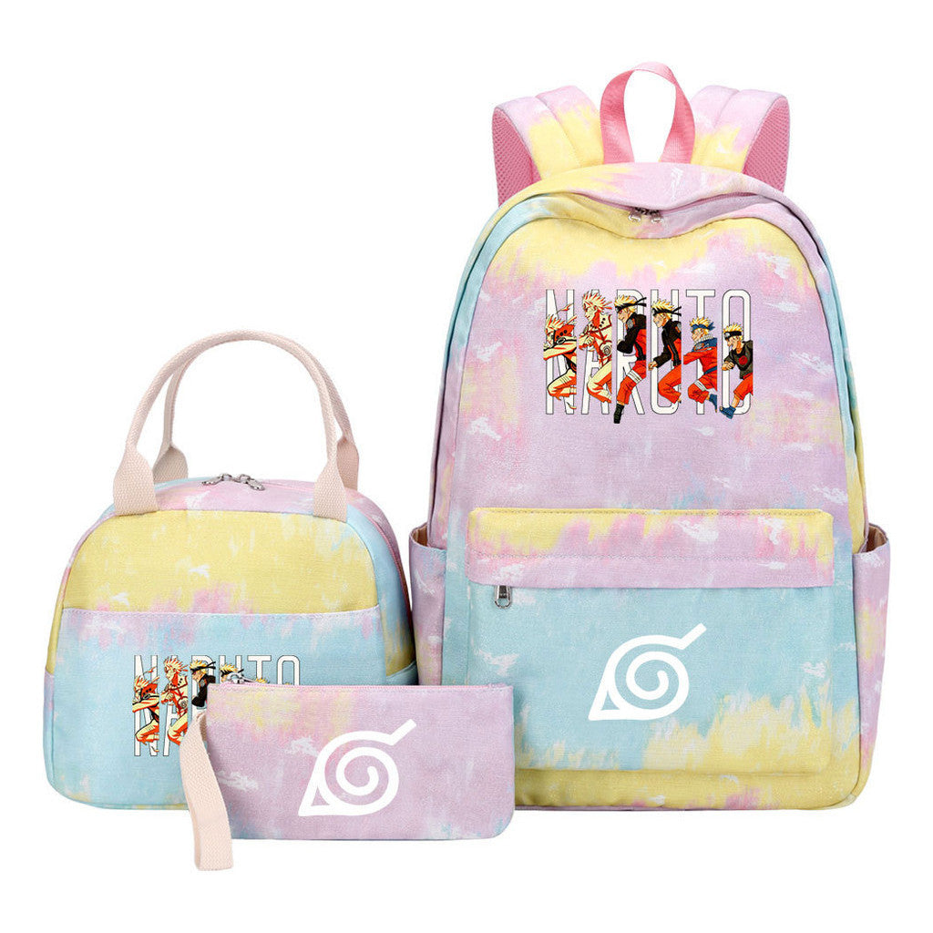 Naruto Teenage Student Girls School Bag Lunch Bag Three Piece Set Backpack Set
