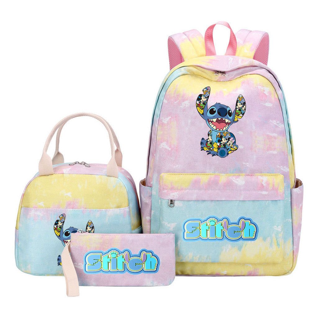 Interstellar Baby Stitch Youth Student Girls School Bag Lunch Bag Three Piece Set Backpack Set