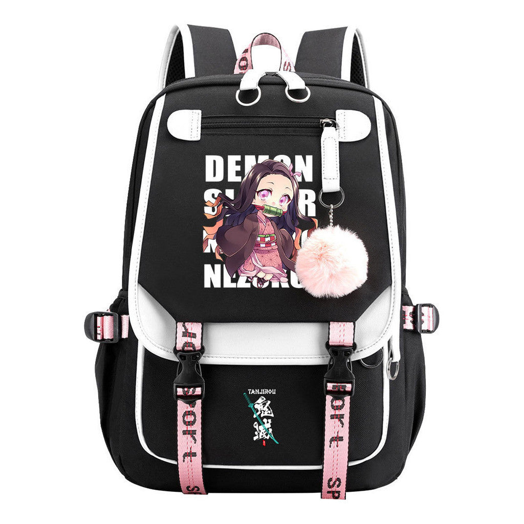 Cartoon Fashion Usb Youth Student School Bag Casual Ribbon Flip Backpack
