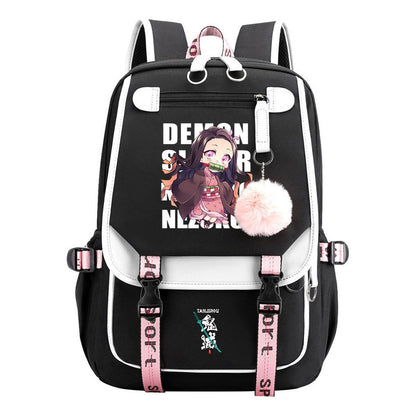 Cartoon Fashion Usb Youth Student School Bag Casual Ribbon Flip Backpack