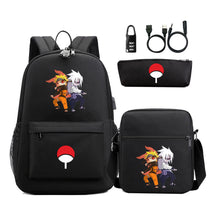 Naruto Usb Password Lock Year Student School Bag Three Piece Set Backpack Set