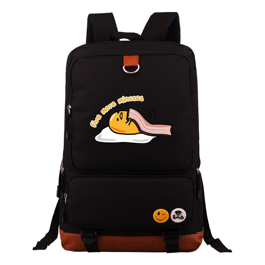 Cartoon Anime Lazy Egg Youth Student Backpack With Large Capacity Travel Bag For Boys And Girls Backpack
