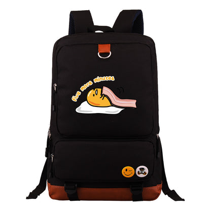 Cartoon Anime Lazy Egg Youth Student Backpack With Large Capacity Travel Bag For Boys And Girls Backpack