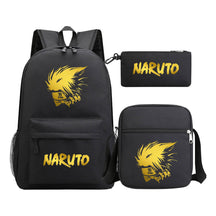 Golden Anime Naruto Starry Sky Youth Student School Bag Three Piece Set For Boys And Girls Backpack Set