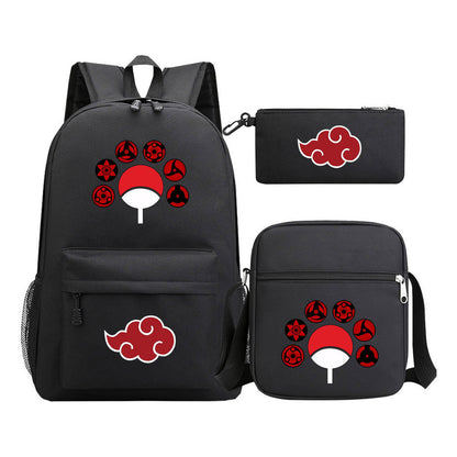 Anime Naruto Starry Sky Youth School Bag Three Piece Set For Boys And Girls Backpack Set