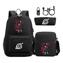 Naruto Usb Password Lock Backpack Three Piece Set For Men And Women Backpack Set