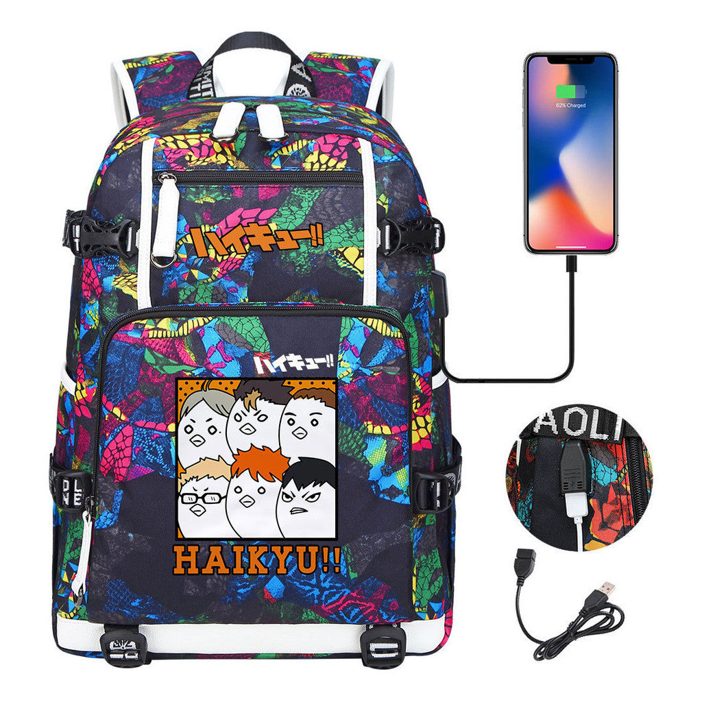 Volleyball Youth Usb Large Capacity Youth Student School Bag Men's And Women's Leisure Travel Backpack