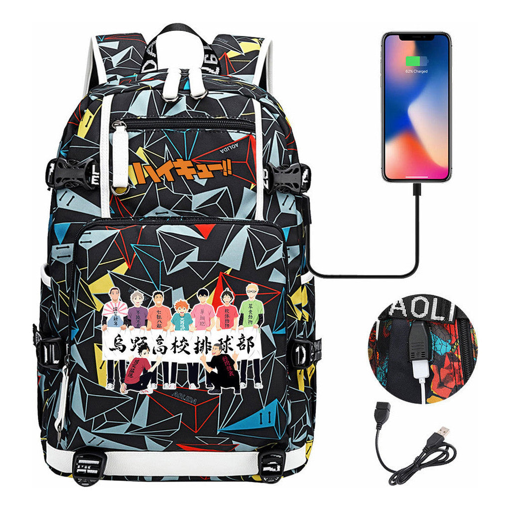 Volleyball Youth Usb Large Capacity Youth Student School Bag Men's And Women's Leisure Travel Backpack