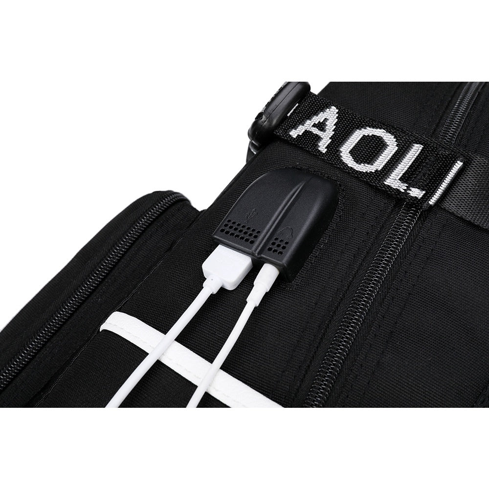 Sports Football Star Usb Printed Youth Student Backpack Leisure Travel Backpack