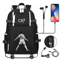 Football Dribbling Star Cristiano Ronaldo Printed Usb Large Capacity Youth Student Backpack For Men And Women's Leisure Travel Backpack