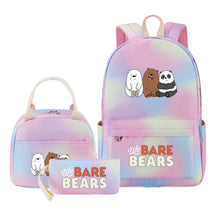 Cartoon Cute Three Bears Youth Student Girls School Bag Lunch Bag Three Piece Set Backpack Set
