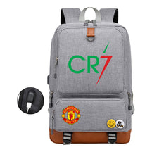 Football Star Cristiano Ronaldo Printed Usb Youth Backpack For Leisure Travel Backpack