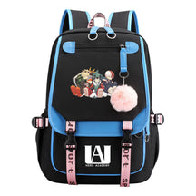 Comics My Heroes Academy Usb Student Backpack Casual Ribbon Flip Backpack