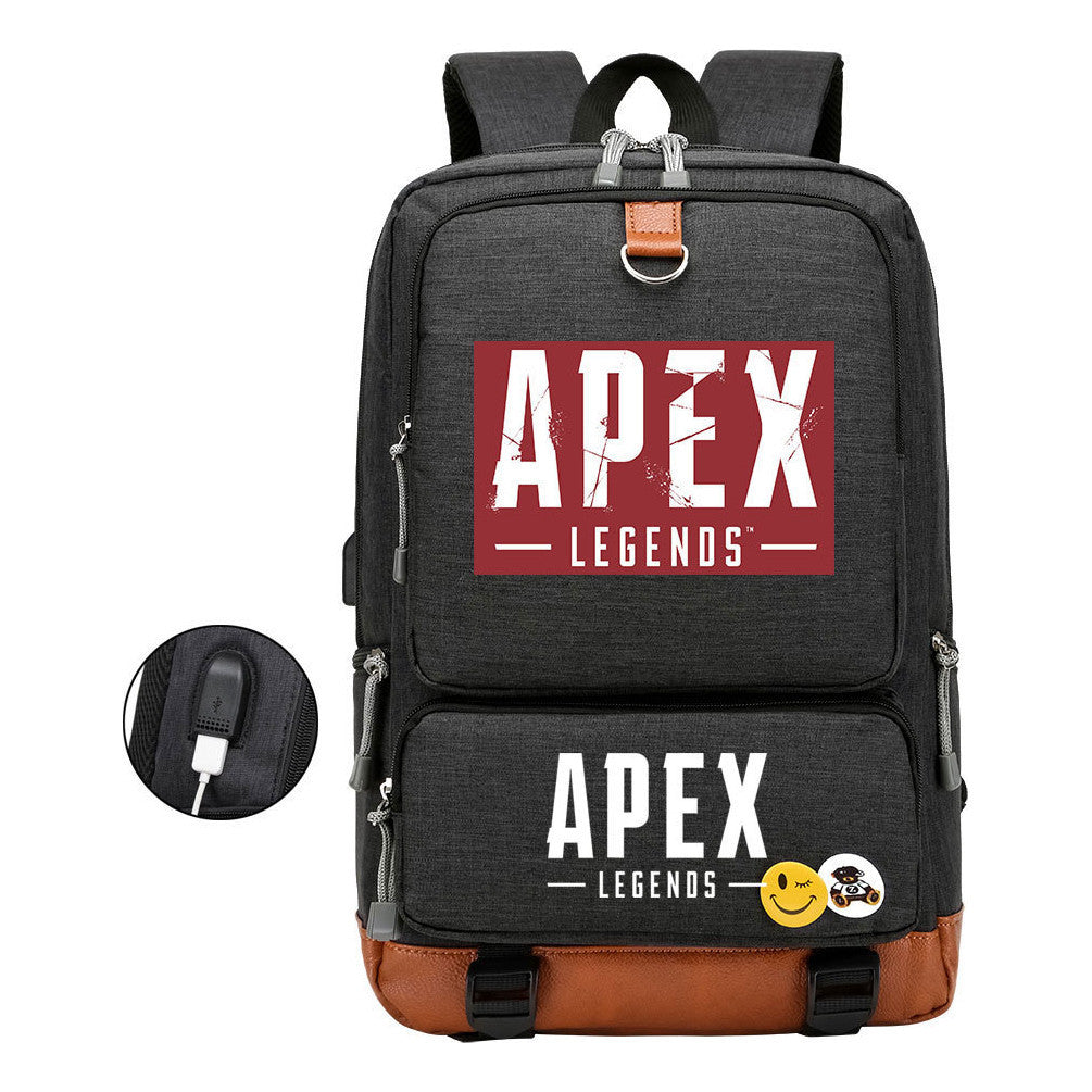 Apex Hero Print Usb Youth School Bag Leisure Travel Backpack