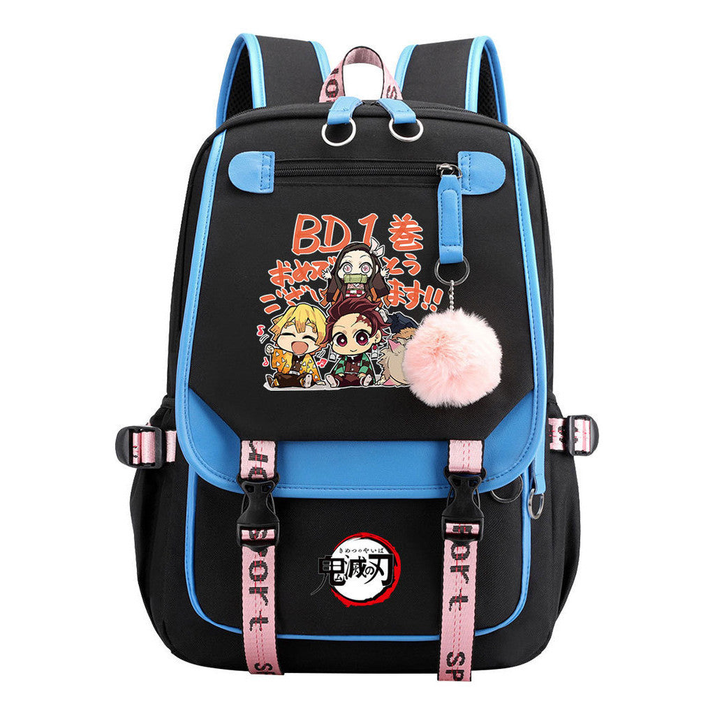 Cartoon Fashion Usb Student Backpack With Casual Woven Strap Flip Back Backpack
