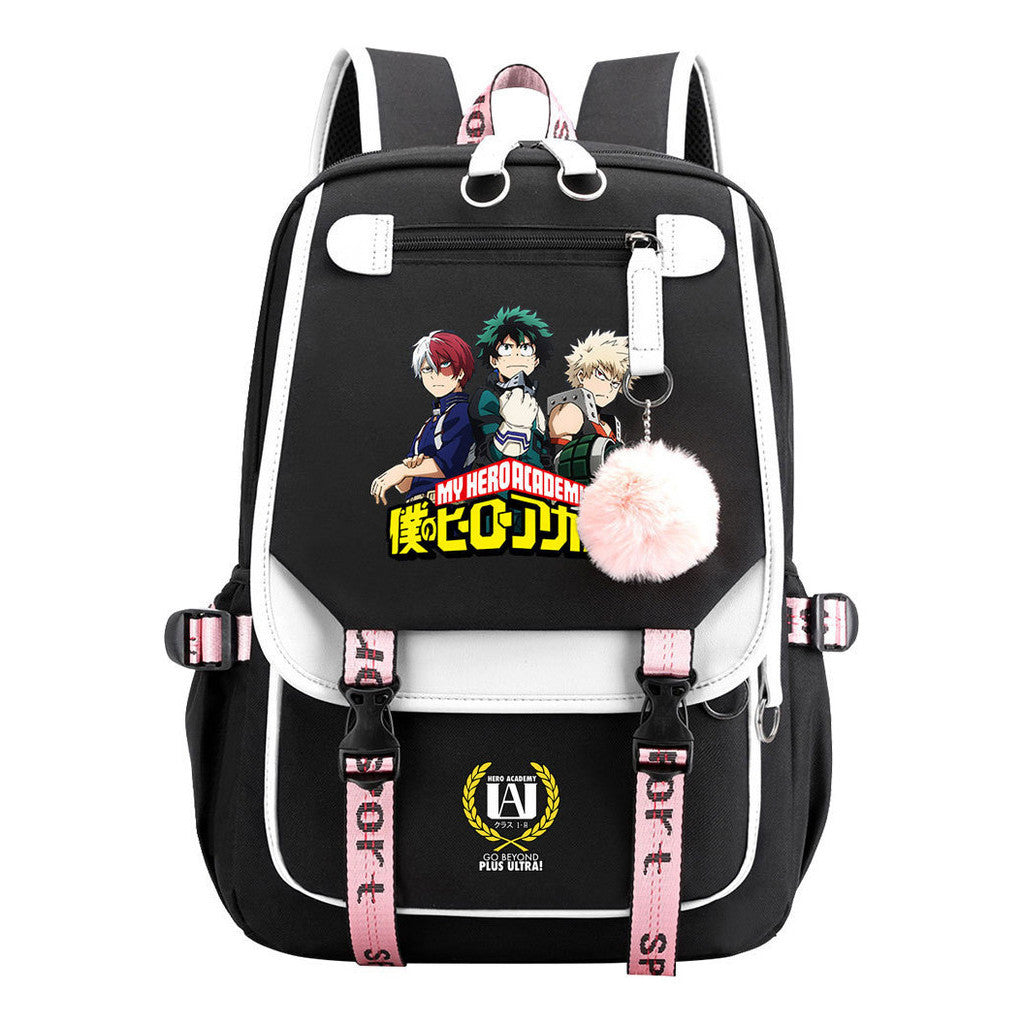 My Heroes Academy Usb Student Backpack, Casual Woven Strap Flip Back Backpack