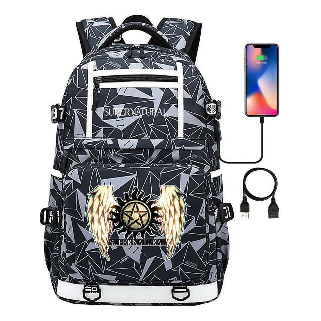 Evil Power Usb Youth Student School Bag Men's And Women's Backpack Leisure Travel Backpack