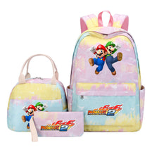 Super Mario Student Girls School Bag Lunch Bag Three Piece Backpack Set