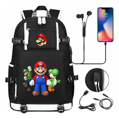 Super Mario Printed Teenage Student Backpack With Large Capacity For Men And Women's Leisure Travel Backpack
