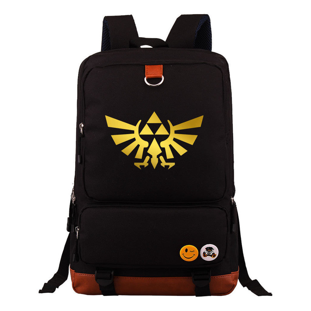 Golden Printed Youth Student Backpack, Travel Bag, Men's And Women's Backpack