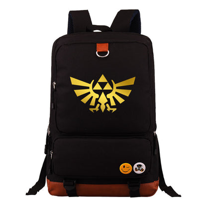 Golden Printed Youth Student Backpack, Travel Bag, Men's And Women's Backpack
