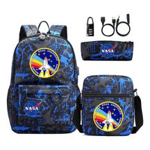Fashionable Usb Password Lock Youth Student Backpack Three Piece Set Backpack