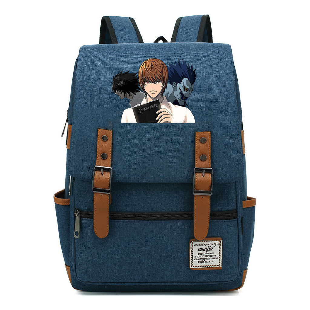 Manga Death Note Youth Student School Bag Men's And Women's Leisure Belt Buckle Backpack