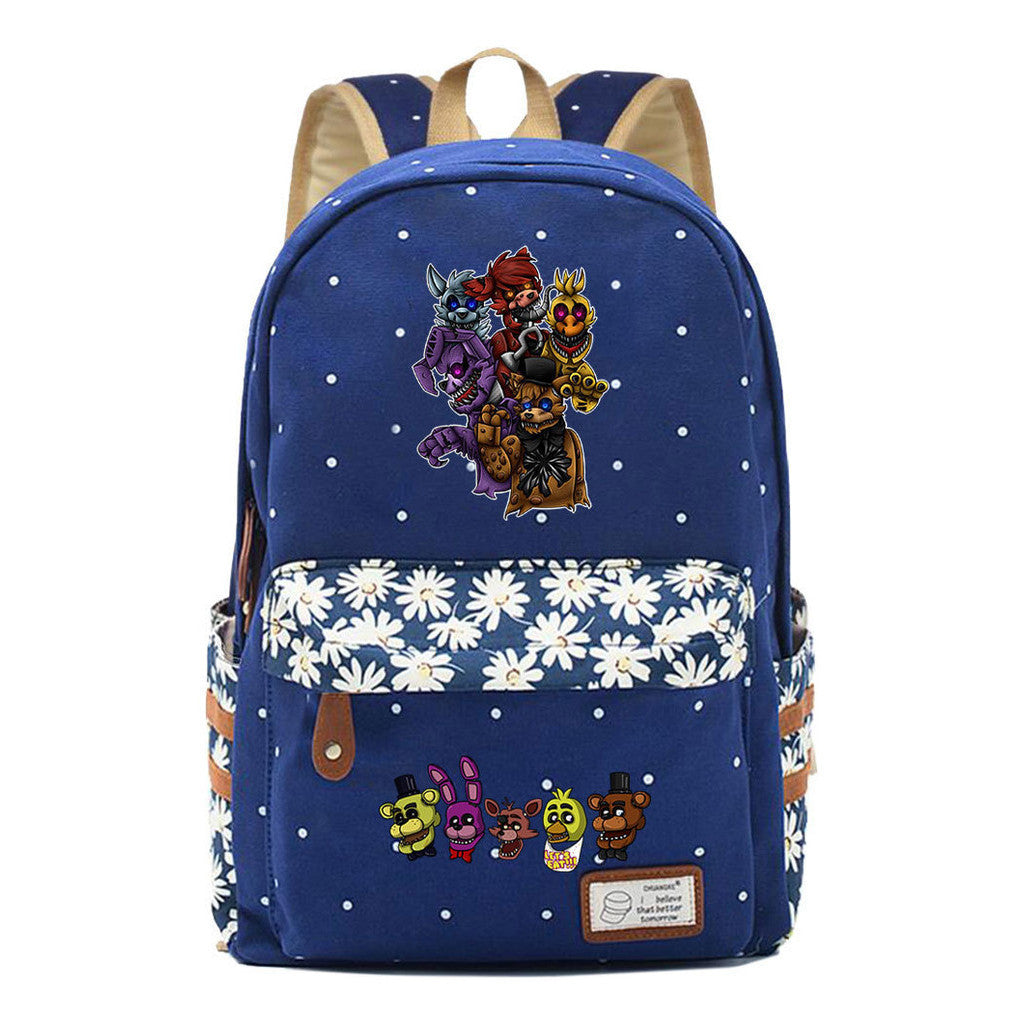 Toy Bear Game, Fashionable Print, Teenage Girl Student Backpack, Casual Canvas Backpack