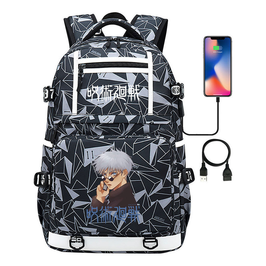 Printed Usb Youth Student School Bag Men's And Women's Backpack Leisure Travel Bag