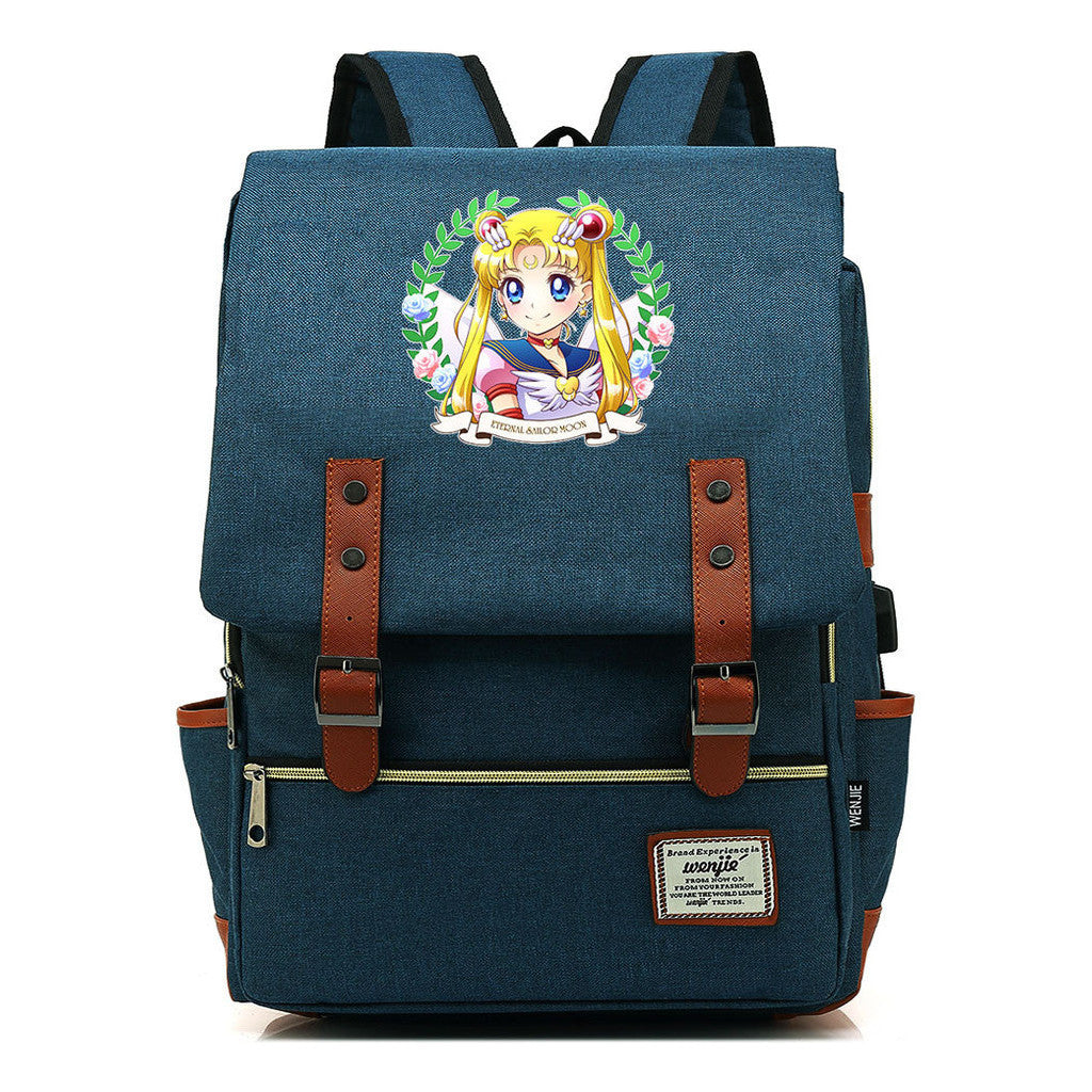 Beautiful Girl Warrior Youth Student School Bag Usb Men's And Women's Leisure Backpack