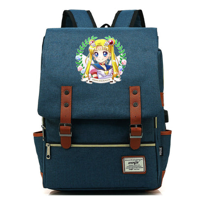 Beautiful Girl Warrior Youth Student School Bag Usb Men's And Women's Leisure Backpack