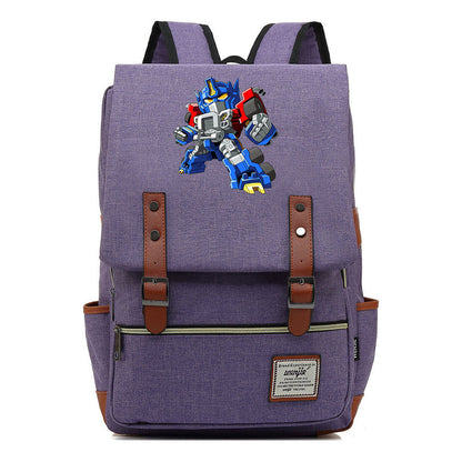 Transformed Mecha Printed Student Backpack For Men And Women's Leisure Backpack