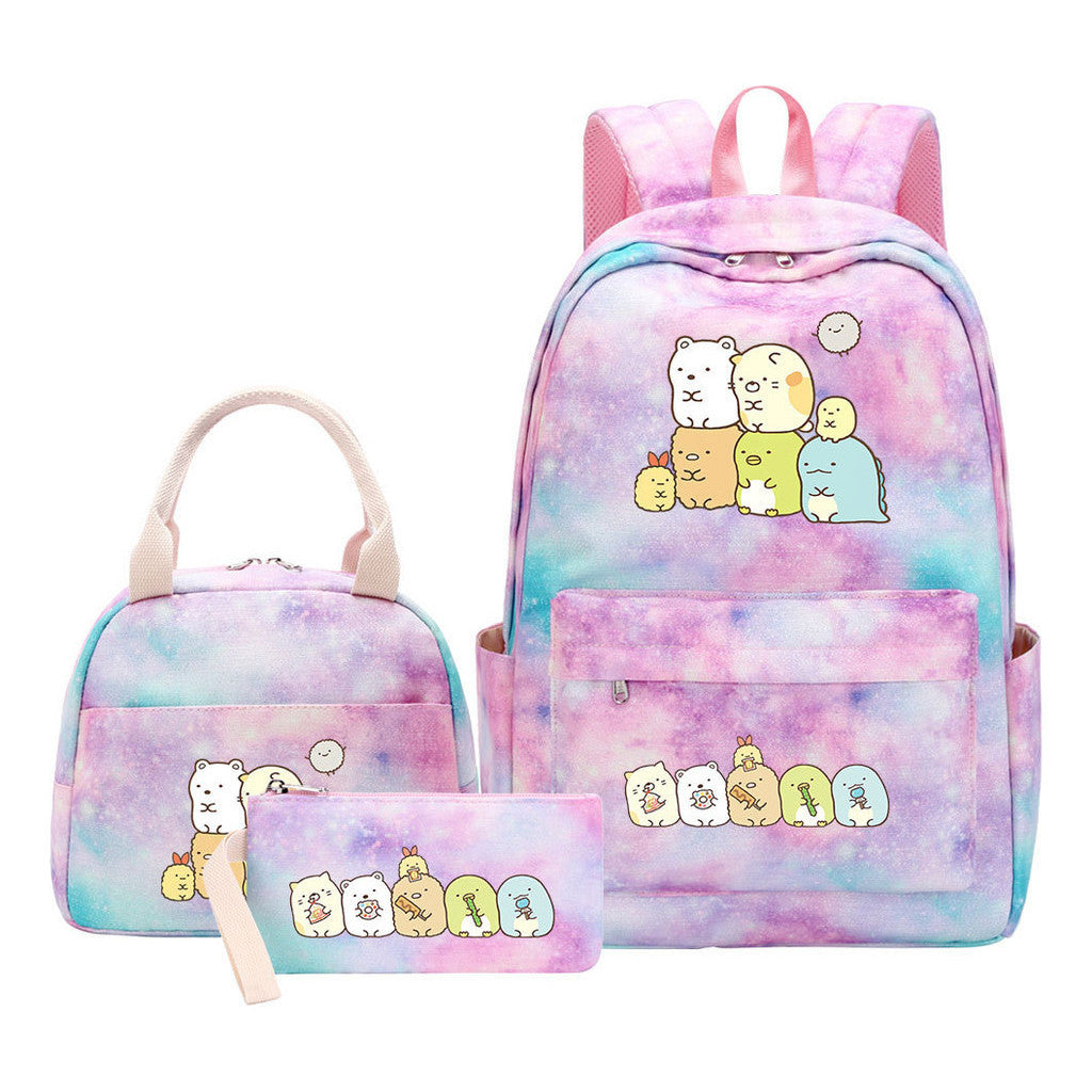Game Corner Biology Student Girls School Bag Lunch Bag Three Piece Set Backpack Set