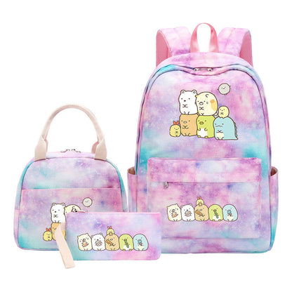 Game Corner Biology Student Girls School Bag Lunch Bag Three Piece Set Backpack Set