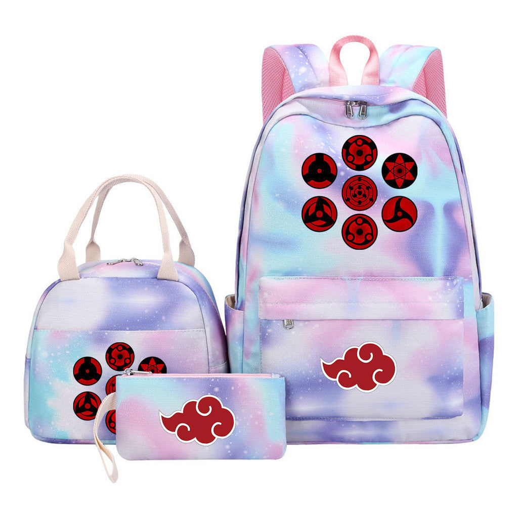 Naruto Student Girl Backpack Lunch Bag Three Piece Set Backpack Set