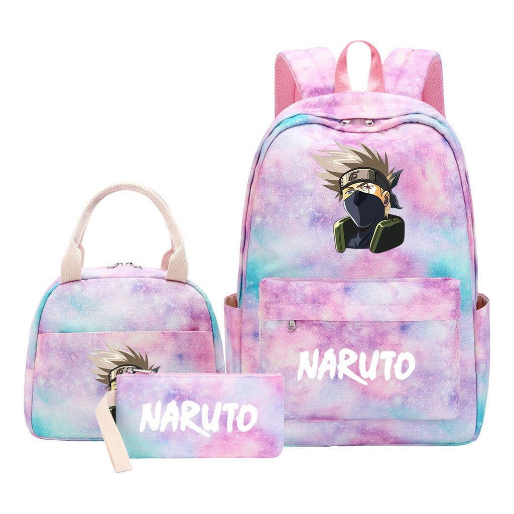 Naruto Teenage Student Girls School Bag Lunch Bag Three Piece Set Backpack Set