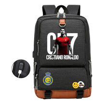 Football Star Cristiano Ronaldo Printed Usb Youth Student Backpack For Leisure Travel Backpack