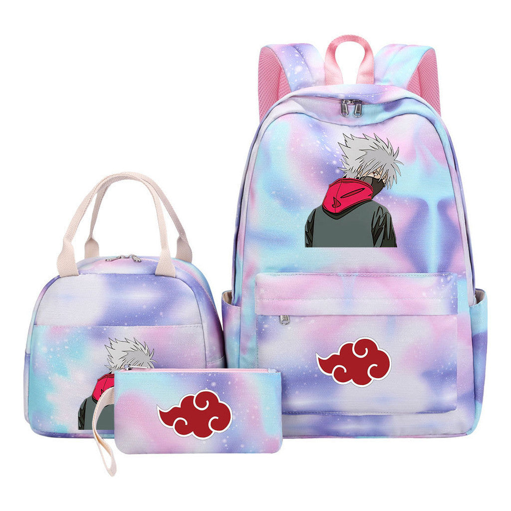 Naruto Teenage Student Girls School Bag Lunch Bag Three Piece Set Backpack Set