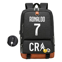 Football Star Cristiano Ronaldo Printed Usb Youth Student Backpack For Leisure Travel Backpack