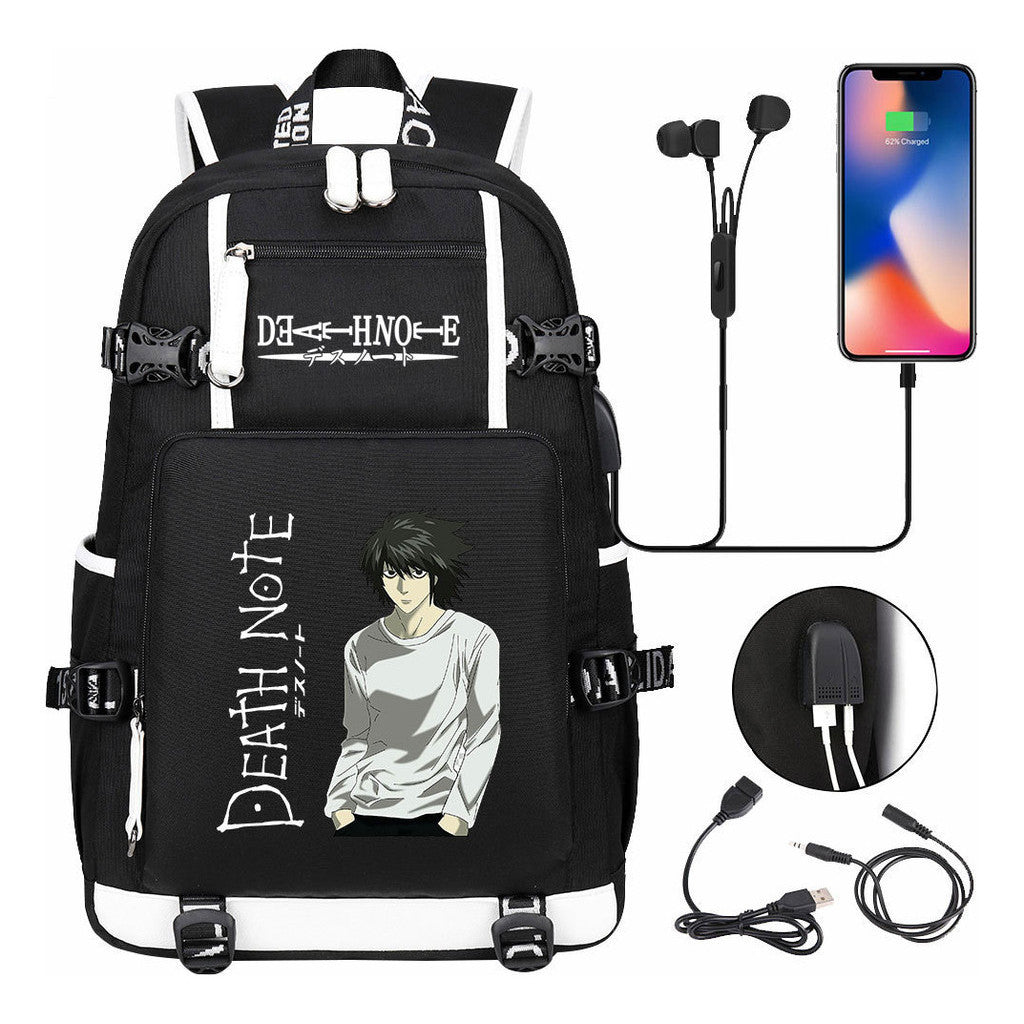 Death Note Usb Large Capacity Youth Student Backpack Men's And Women's Leisure Travel Backpack